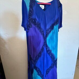 R.j. Collection By Chelsea Rousso Fully Lined Dress, Multi Turquoise, 18W